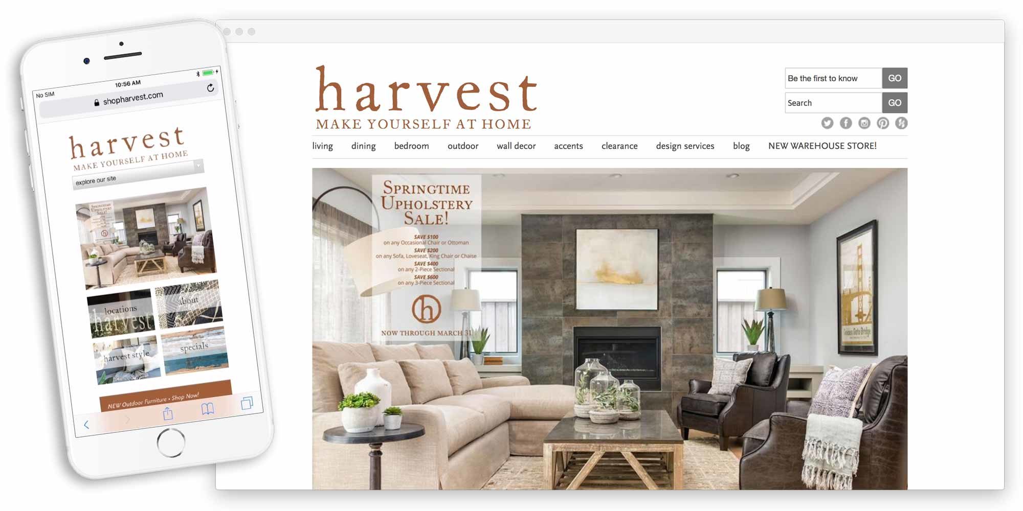 harvest furniture website by lobstervine