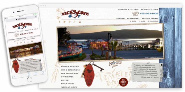nick's cove website by lobstervine web design