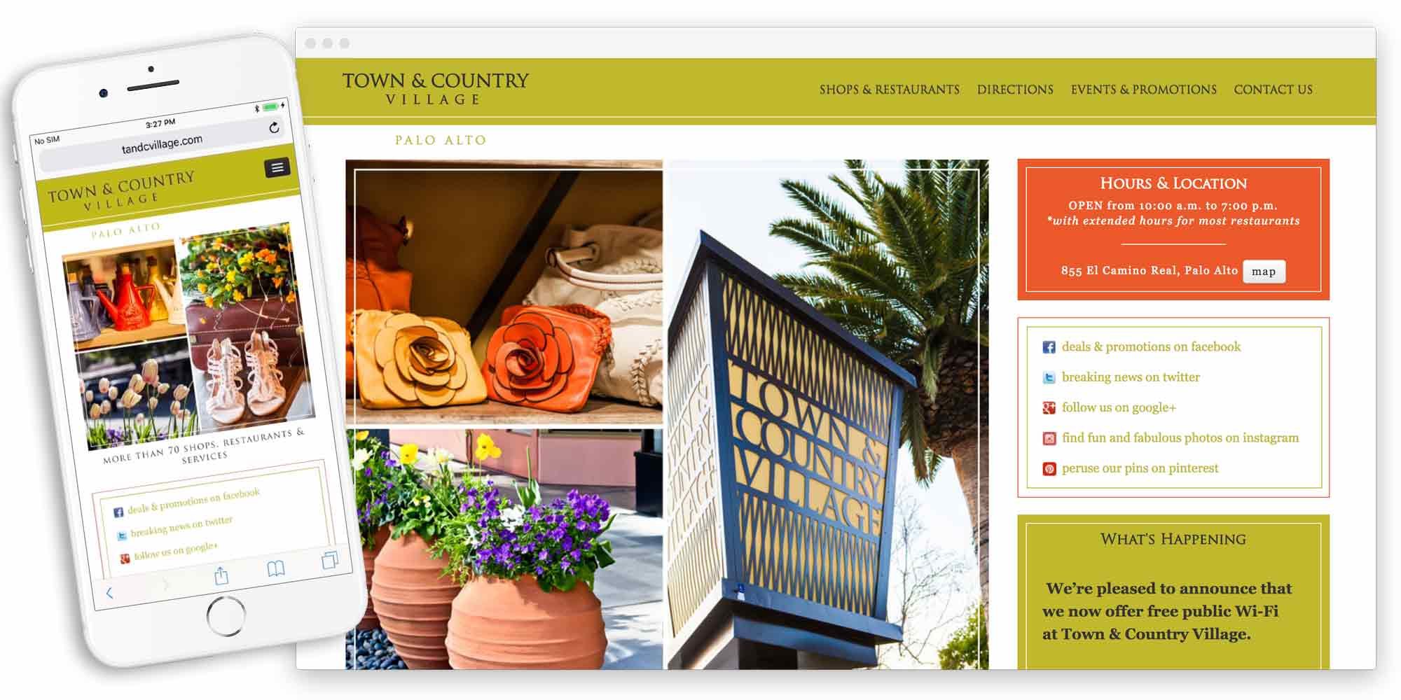 town and country shopping center website by lobstervine