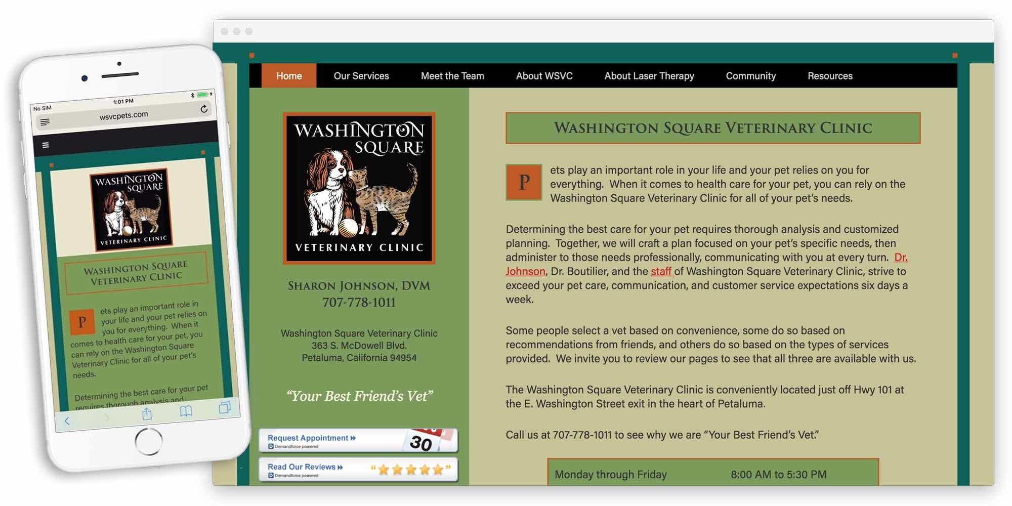 washington square veterinary clinic website by lobstervine