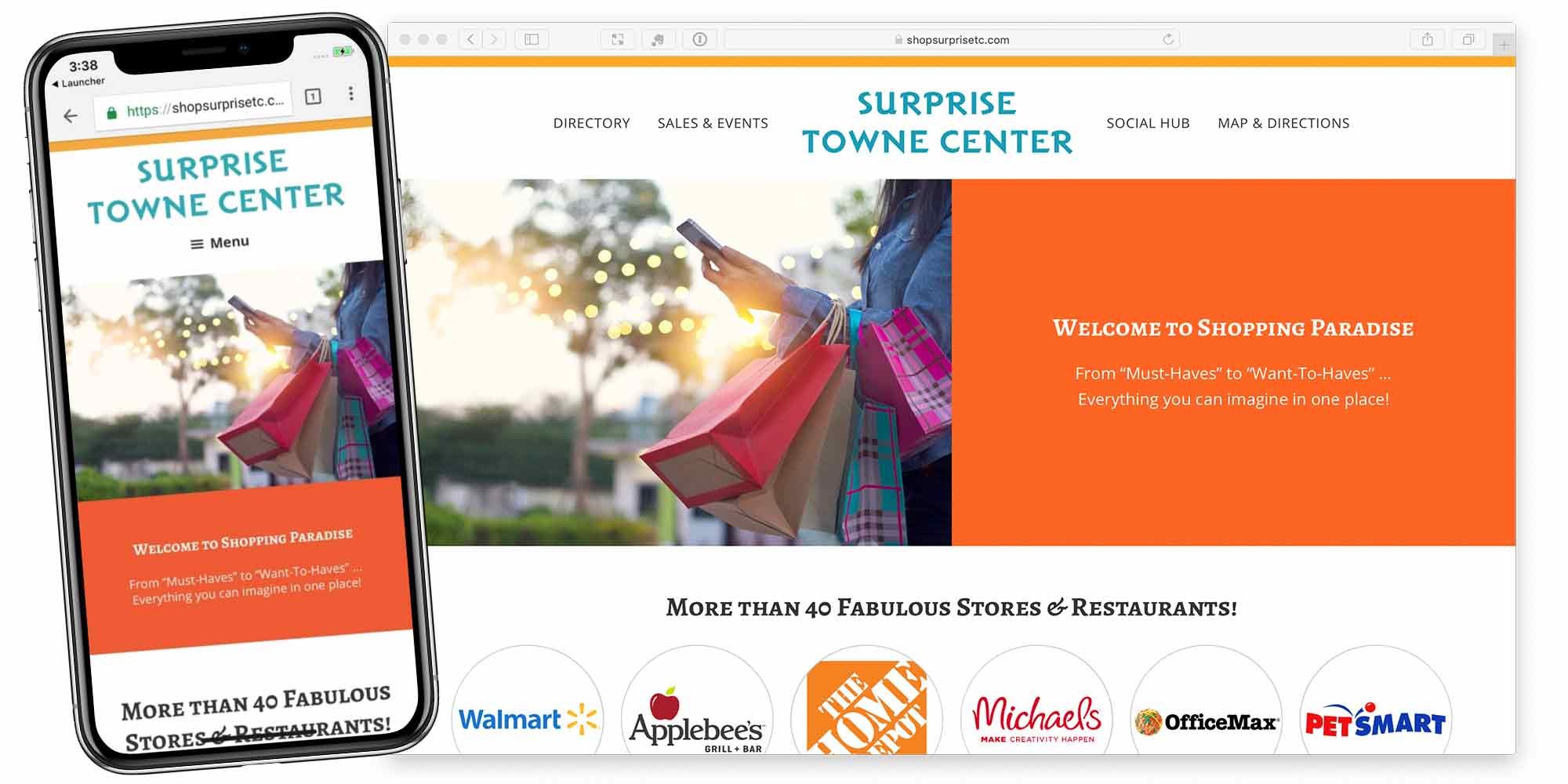 surprise towne center website by lobstervine