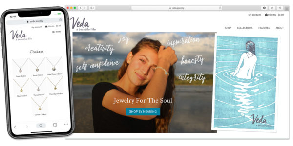 veda jewelry website by lobstervine