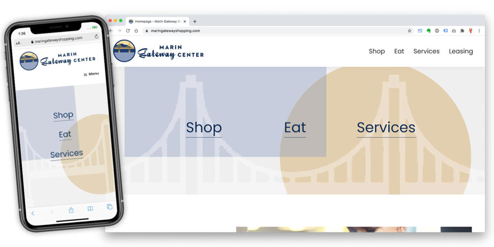 marin gateway shopping center website by lobstervine