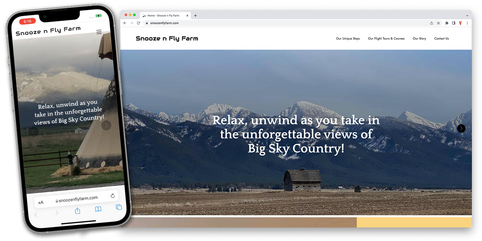 Snooze N Fly Farm in Montana | Website by Lobstervine