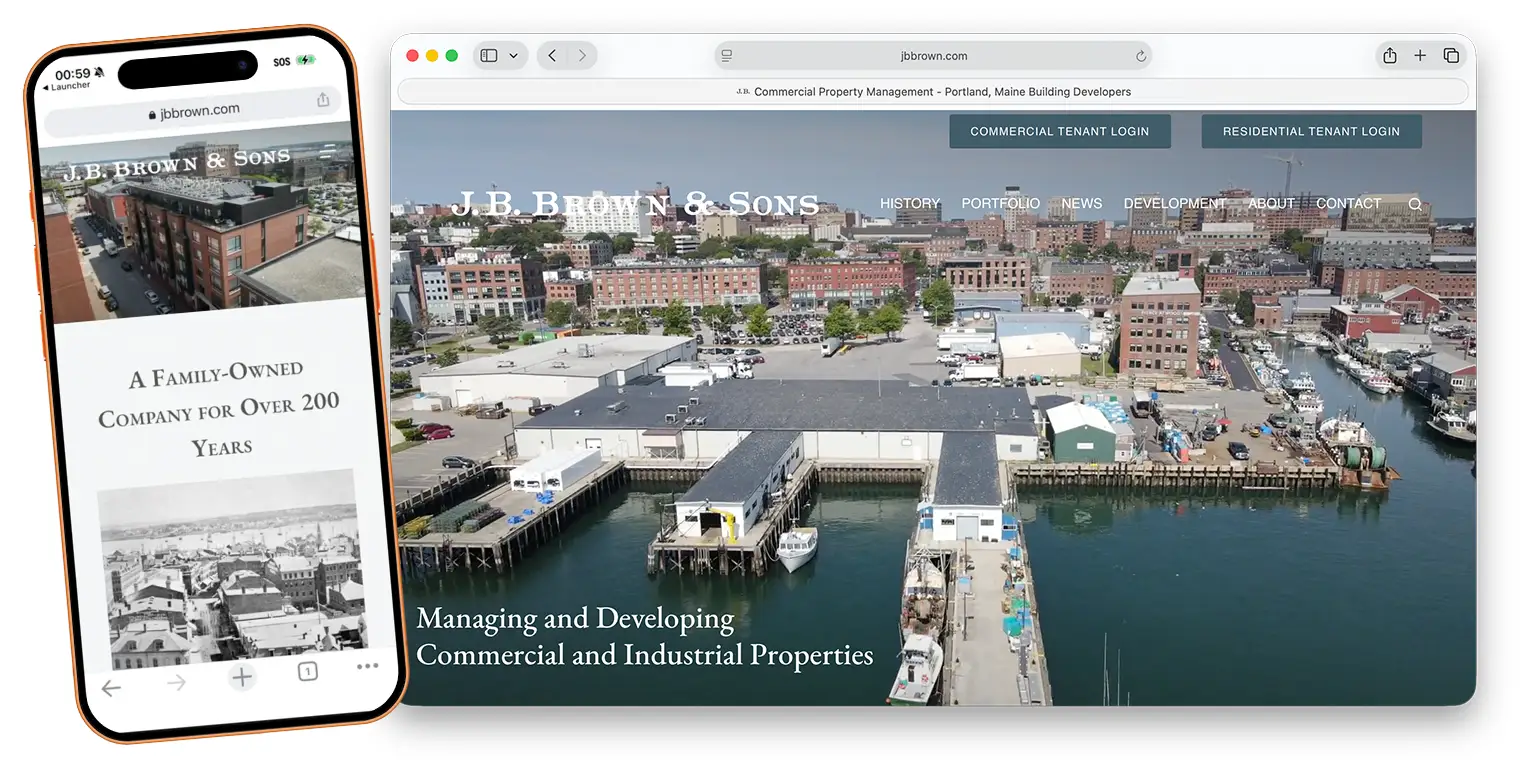J.B. Brown & Sons homepage - website redesign by Lobstervine Web Design & Development